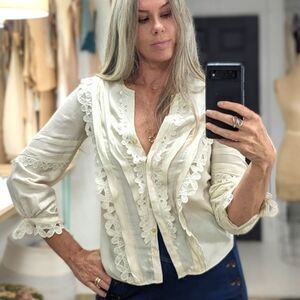 Rebecca Taylor Embroidered Lace Blouse